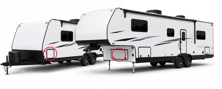 Travel trailer and fifth wheel module mounting areas