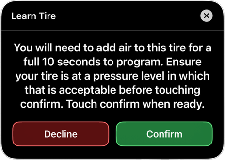 Internal sensor learning confirmation