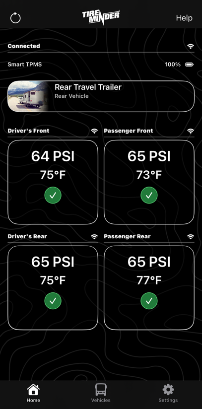 Normal TireMinder app home screen