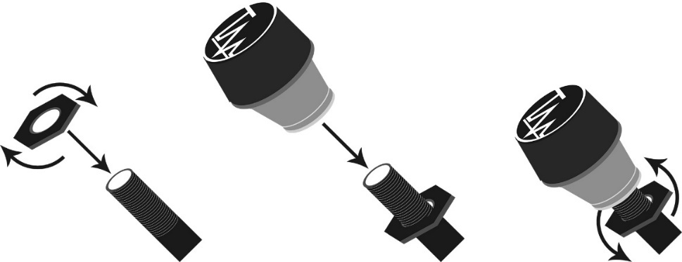 Three-step locking nut installation diagram