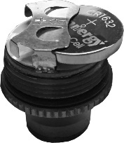 Coin cell inserted below aluminum battery bracket